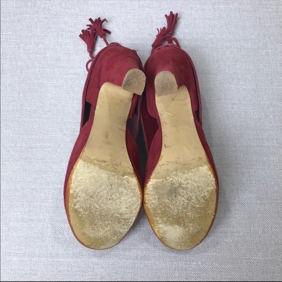 JEFFREY CAMPBELL Mabel Red Suede Booties 10 - Picture 6 of 7